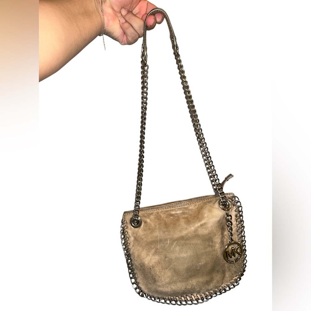 Michael Kors Tan Slouchy Shoulder Bag with Chain Detail